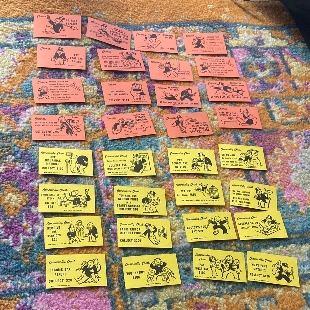 Vintage Monopoly Game Cards Set
